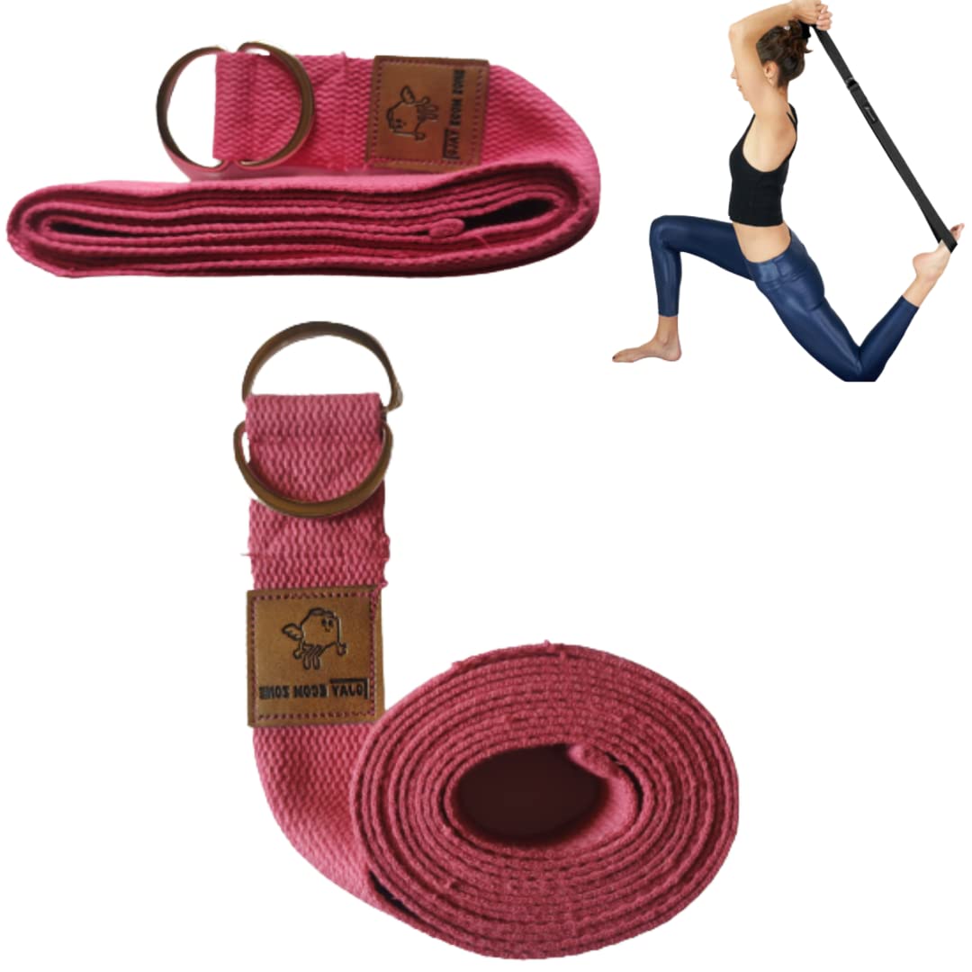 Gjay Ecom Zone 8 Feet Length Cotton Yoga Strap/Yoga Belt Stretch Bands with Extra Safe Adjustable D-Ring Buckle,Durable and Comfy Best for Daily Stretching,Physical Therapy,Fitness (Rose Color)-image-47