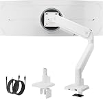 monTEK Single Monitor Arm for Max 45 Inch Ultrawide Screens Adjustable Monitor Desk Mount Holds 35 Lbs Cable Management with Clamp/Grommet Desk Mount, VESA 75/100mm, MA1007BK