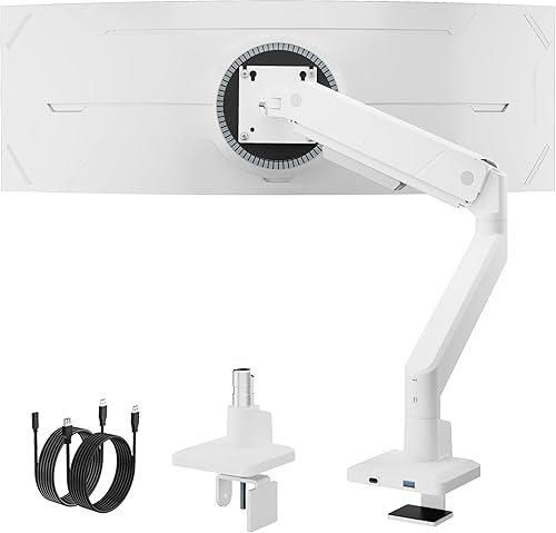 Miniatura 12 de monTEK - Brazo para monitor único de hasta 45 pulgadas de pantalla ultra ancha, montaje de escritorio ajustable para monitor con capacidad de 15.9