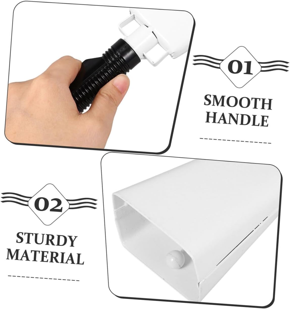 Milisten 2pcs Ergonomic Metal Cowbell Noise Maker Comfortable Grip for Football Games Sporting Events Celebrations Multiuse Hand Percussion Cowbells
