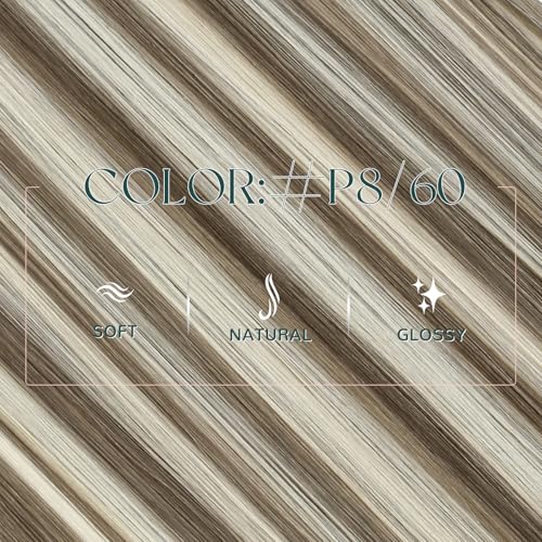 Image of Easyouth Weft Hair Extensions Highlight Sew in Hair Extensions Human Hair Light Brown Highlight with Medium Blonde Remy Human Hair Weft Extension for Short Straight Hair 12 Inch 70G