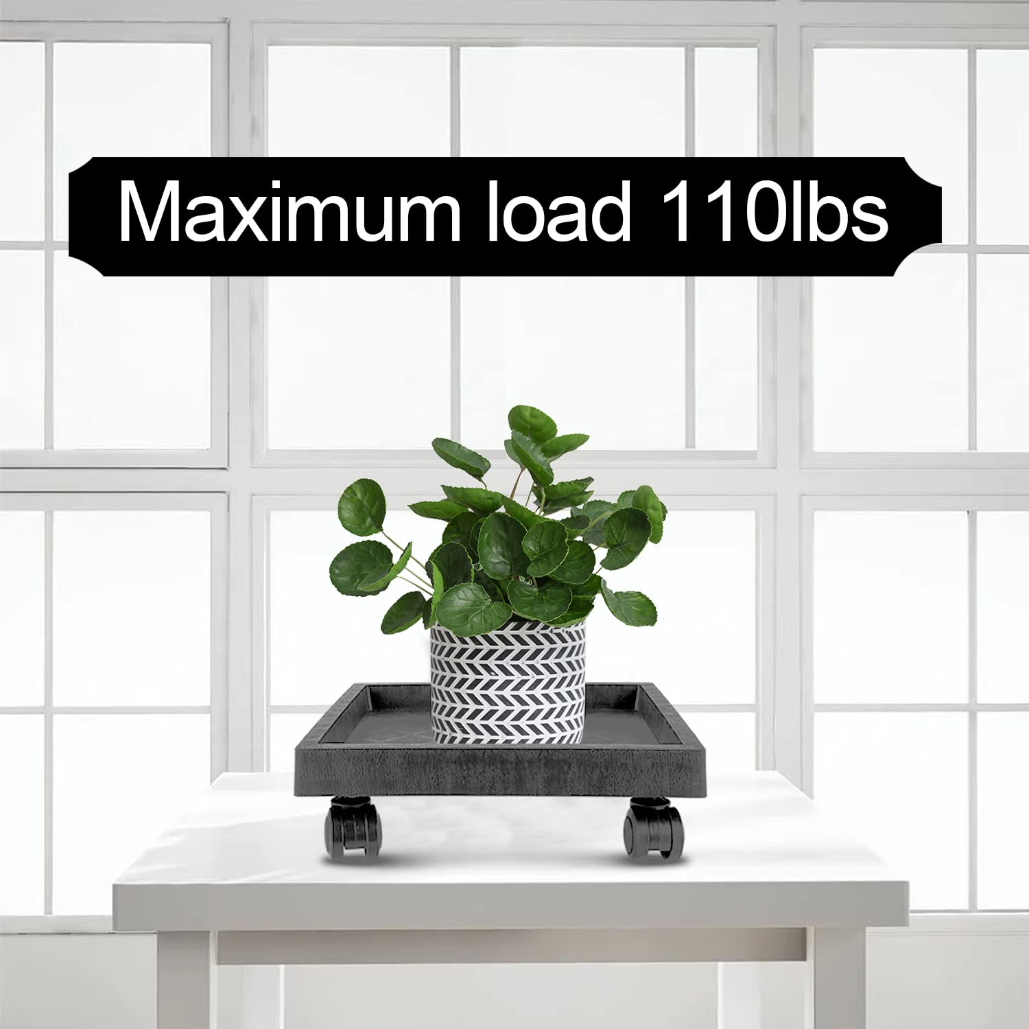 Skelang Square Plant Caddy Set Of 3 - Wheeled Trays For Moving Heavy Potted Plants