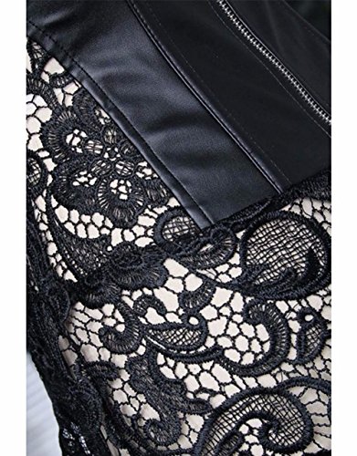 Miracle Womens Steampunk Bustiers Sexy Faux Leather Overbust Corset Dress Top Plus Size Waist Trainerblack-3, Medium #TOP3