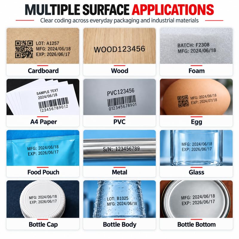 Image of SONIC INDUSTRIES Metal Body Handheld Thermal Inkjet Printer for MRP, Batch Code, Date, Expiry, Barcode & QR Code Printing