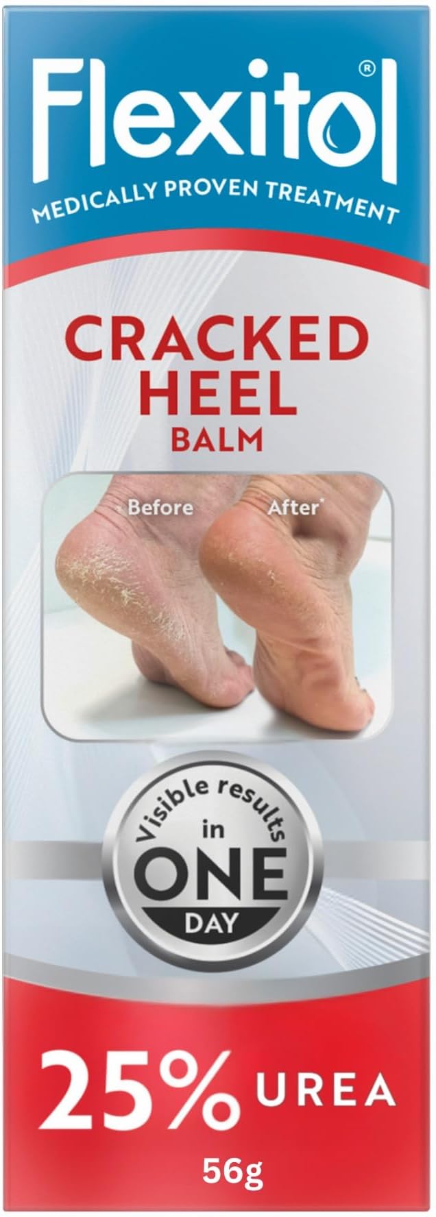 Flexitol Cracked Heel Balm, Visible Results in 1 Day, For Extremely Dry Feet & Cracked Heels, Removes Hard Skin, 25% Urea, Medically Proven Foot Cream, Suitable for Diabetics, 1 x 56g