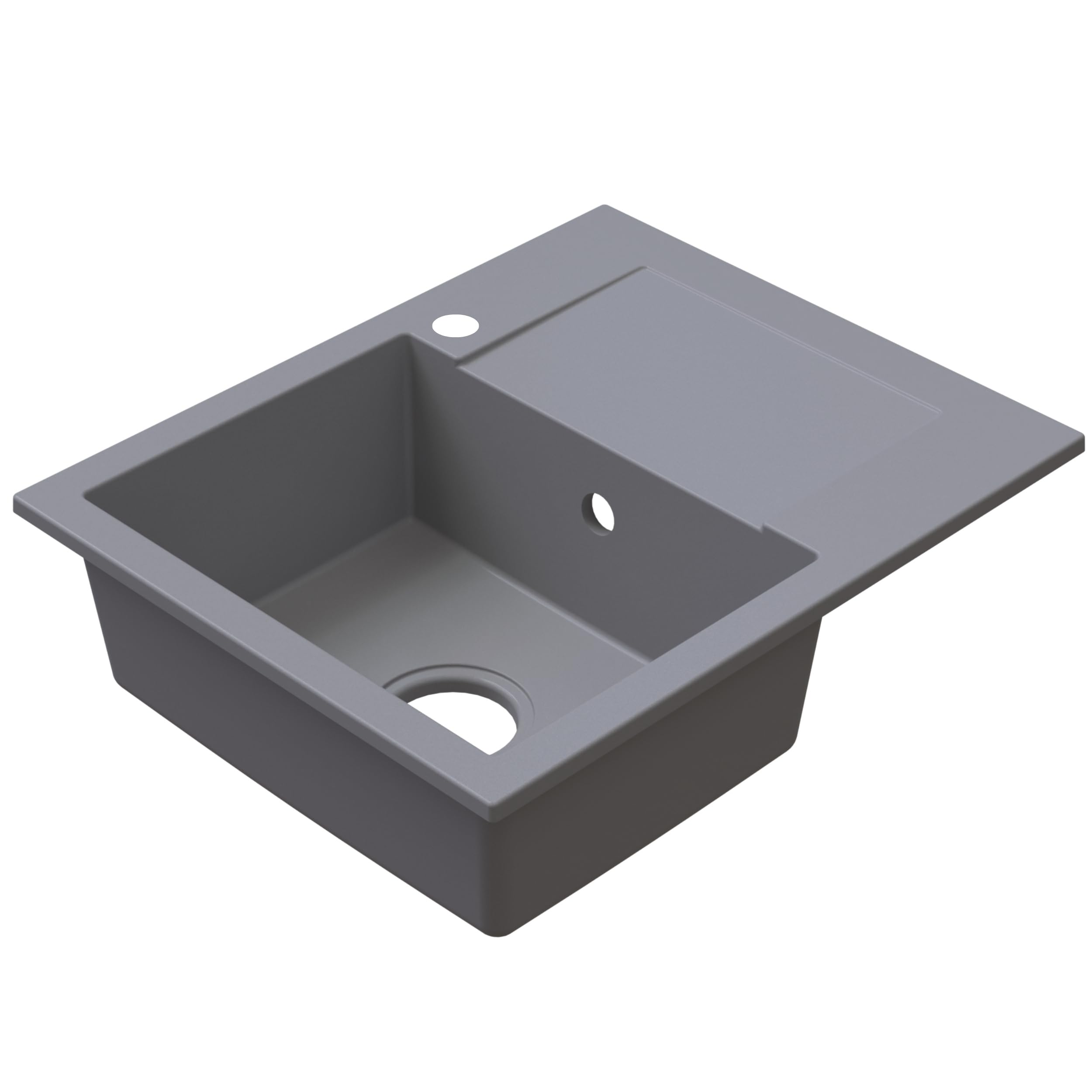 SINK QUALITY zlewozmywak granitowy szary 58 x 47 – zlewozmywak z syfonem i środkiem impregnującym – zlewozmywak kuchenny szary z ociekaczem do szafki pod umywalkę 50