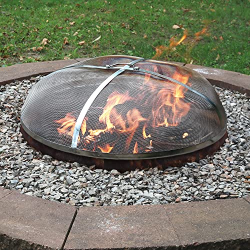 Sunnydaze Fire Pit Spark Screen Cover - Round Outdoor Heavy Duty Metal Firepit Lid Protector - Rust Resistant Stainless Steel Replacement Accessory - 40 Inch #TOP1