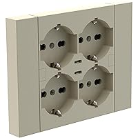 Electraline 22127 Multipresa da incasso Quadra 4 Posti Universali P40 + 2 USB