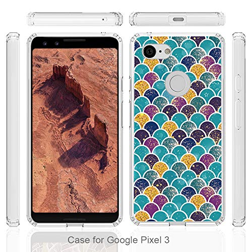 Google Pixel 3 Case, Topnow Clear Design Plastic Hard Back Case With Tpu Bumper Protective Case Cover For Google Pixel 3 - Fish Scale #TOP6