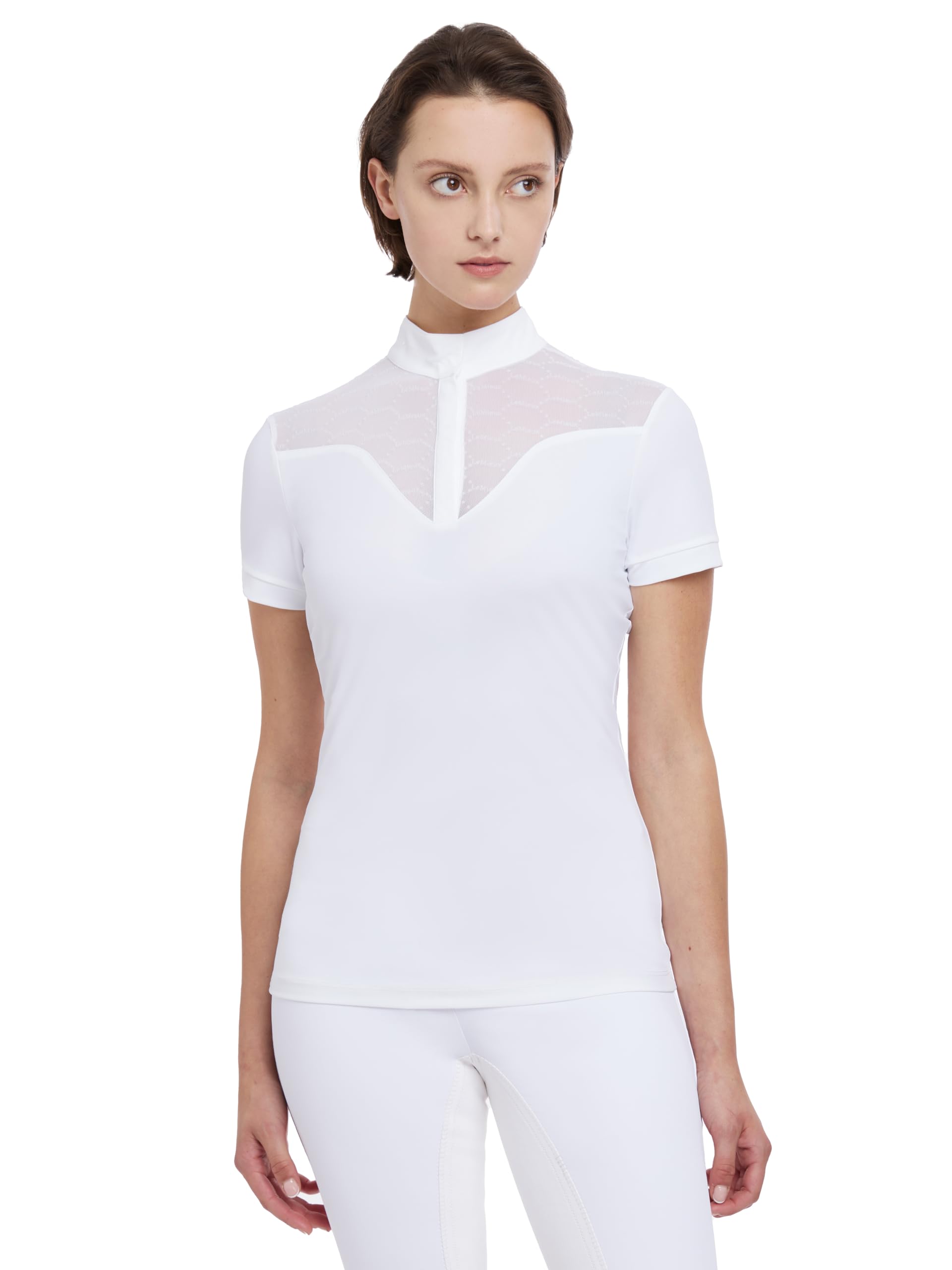 LeMieux Emily Short Sleeve Show Shirt - Womens Equestrian Horse Riding Competition Shirt - White UK12