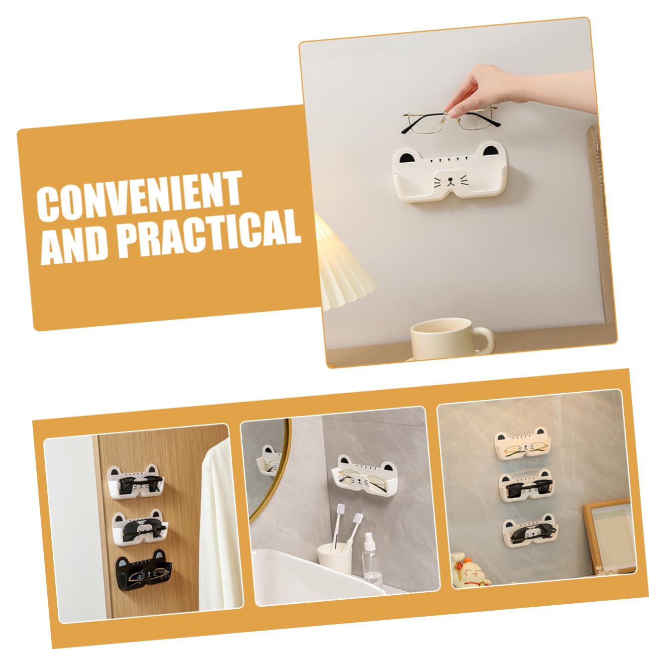 ABOOFAN 4 Sätze Brillenaufbewahrung Wand Organizer Katzenförmiger Brillenhalter Platzsparend Ohne Bohren Für Sonnenbrillen Und Brillen Süßes Design Für Zuhause 2 Stück * 4