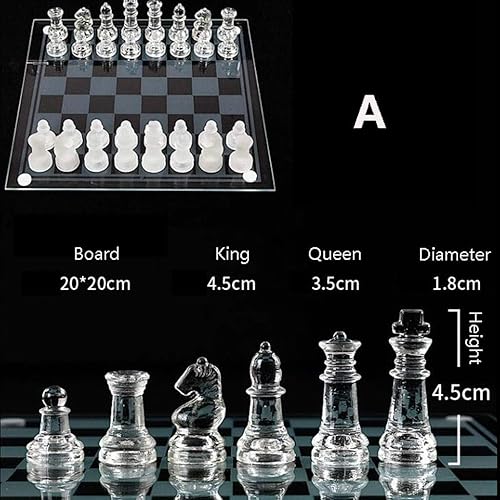 Miniatura 3 de Juego de ajedrez clásico Juego de ajedrez de gama alta, pieza de ajedrez de cristal especial, moda simple, blanco y negro, juego tradicional,