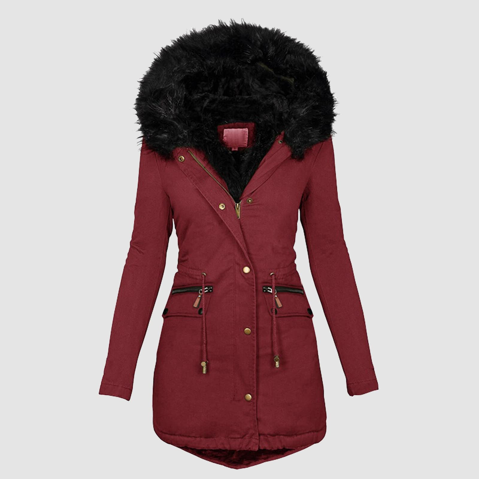 Générique Giacca lunga da donna, con cappuccio, piumino da donna, invernale