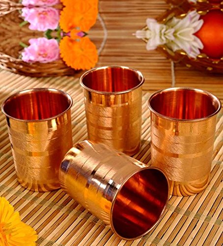 Royal Sapphire Pure Copper Glass For Drinking Water | Tumbler Set Of 4| Copper Cup Set For Ayurveda Health Benefits (11.8 Oz Approx) #TOP1