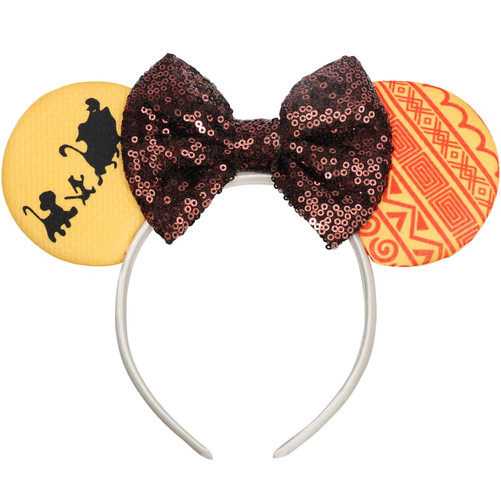 ETLUK Mouse Ears Headband, Animal Mouse Ears with Sequin Bow for Women Girls, Parks Ears for Cosplay Accessories Party (Lion)
