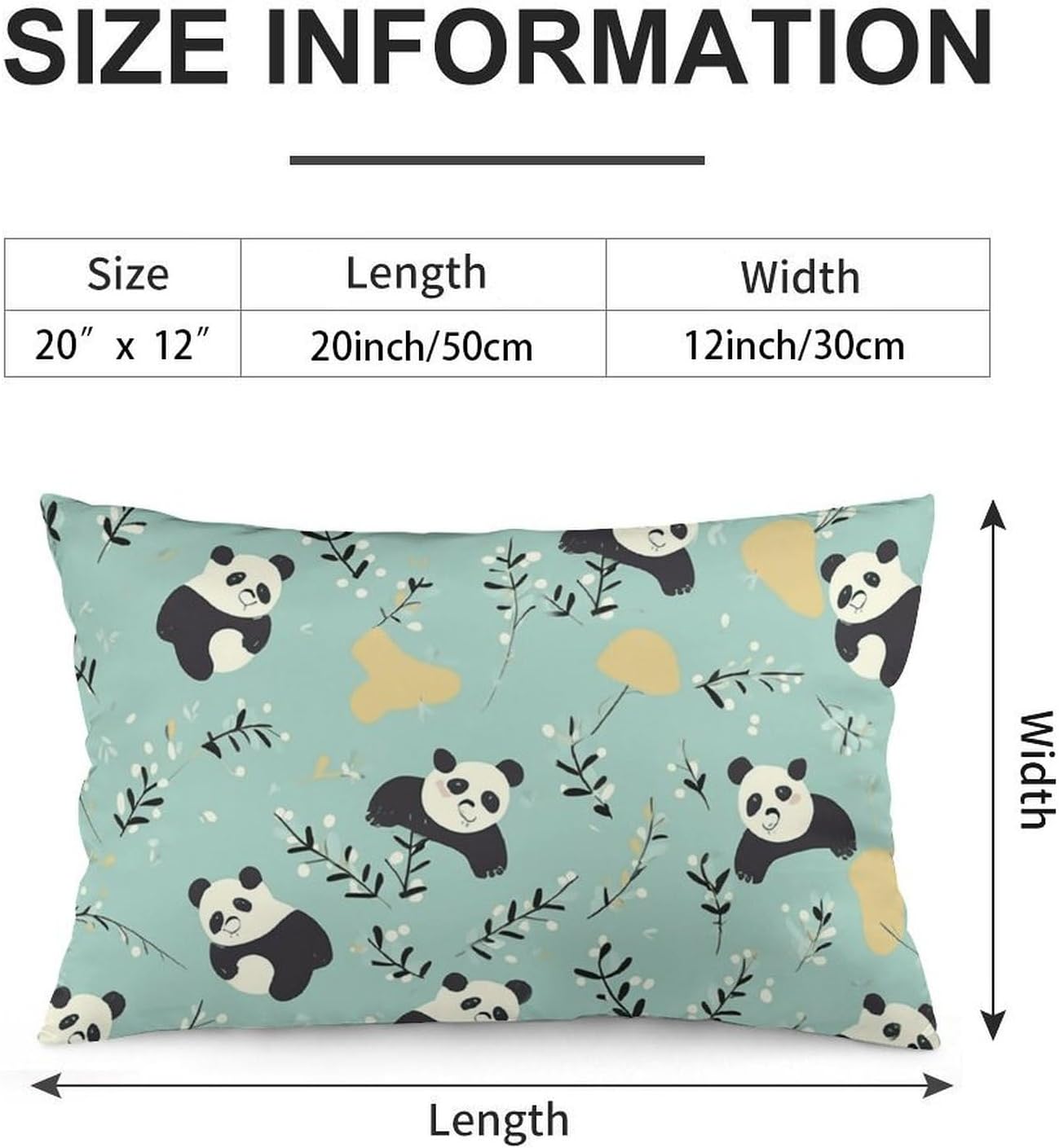 Lovely Pandas Pillow Cases Queen Size Set of 1 Soft Comfortable Throw Pillows Covers Decorative Pillowcase with Zipper Bed Cushion Covers for Couch Sofa Bedroom 12 "x20