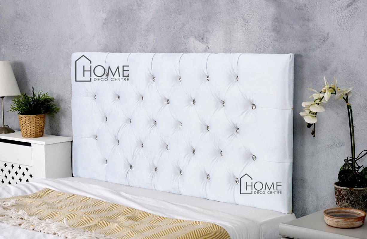 CROWNBEDS Plush Velvet Chesterfield Diamante Buttons Divan Bed Headboard 26 inches high |Headboard| Divan bed| Plush Velvet |Thick Padding|