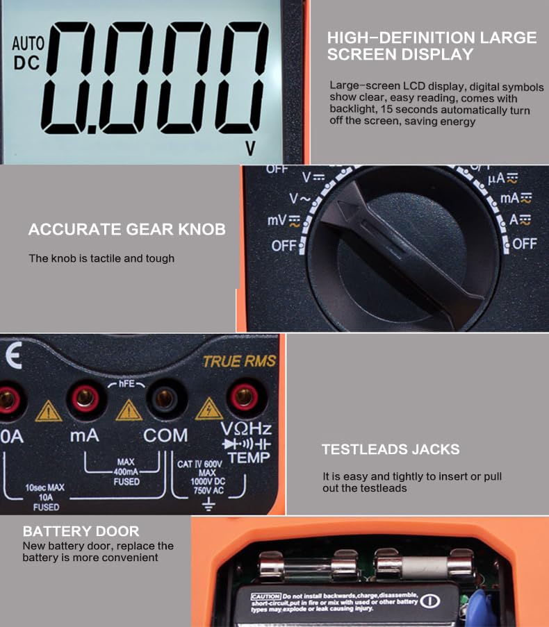 VC97 True RMS 3999 Display auto Range Digital multimeter capacitance Frequency Resistance Temperature multimeters Tester(Victor VC97)