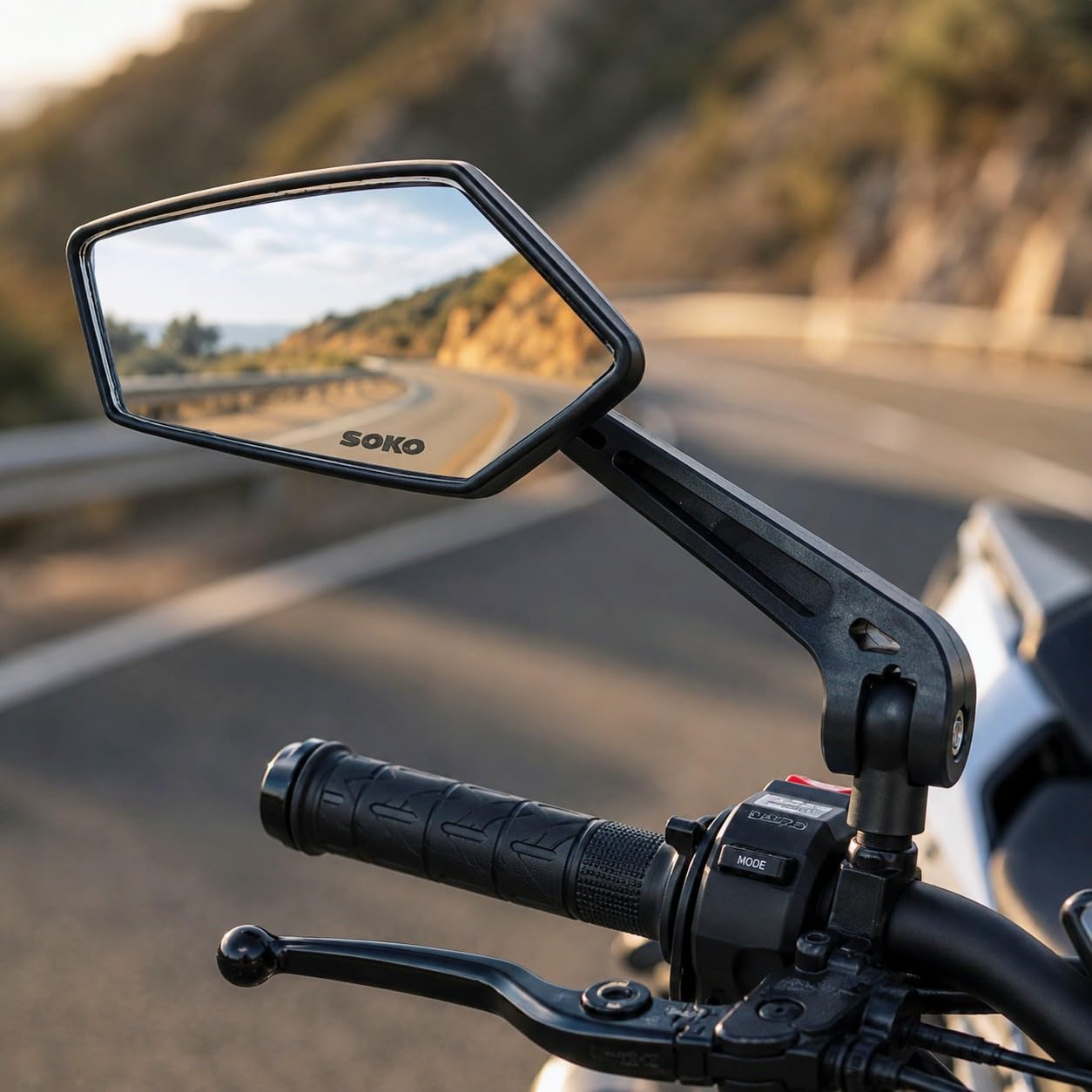 TA Angular Motorcycle Rear View Mirror Set, Matte Black Adjustable Bike Side Mirrors with Clear Glass and Strong Folding Joint, Universal Threaded Mount for Compatible Motorcycles, Set of 2-image-22