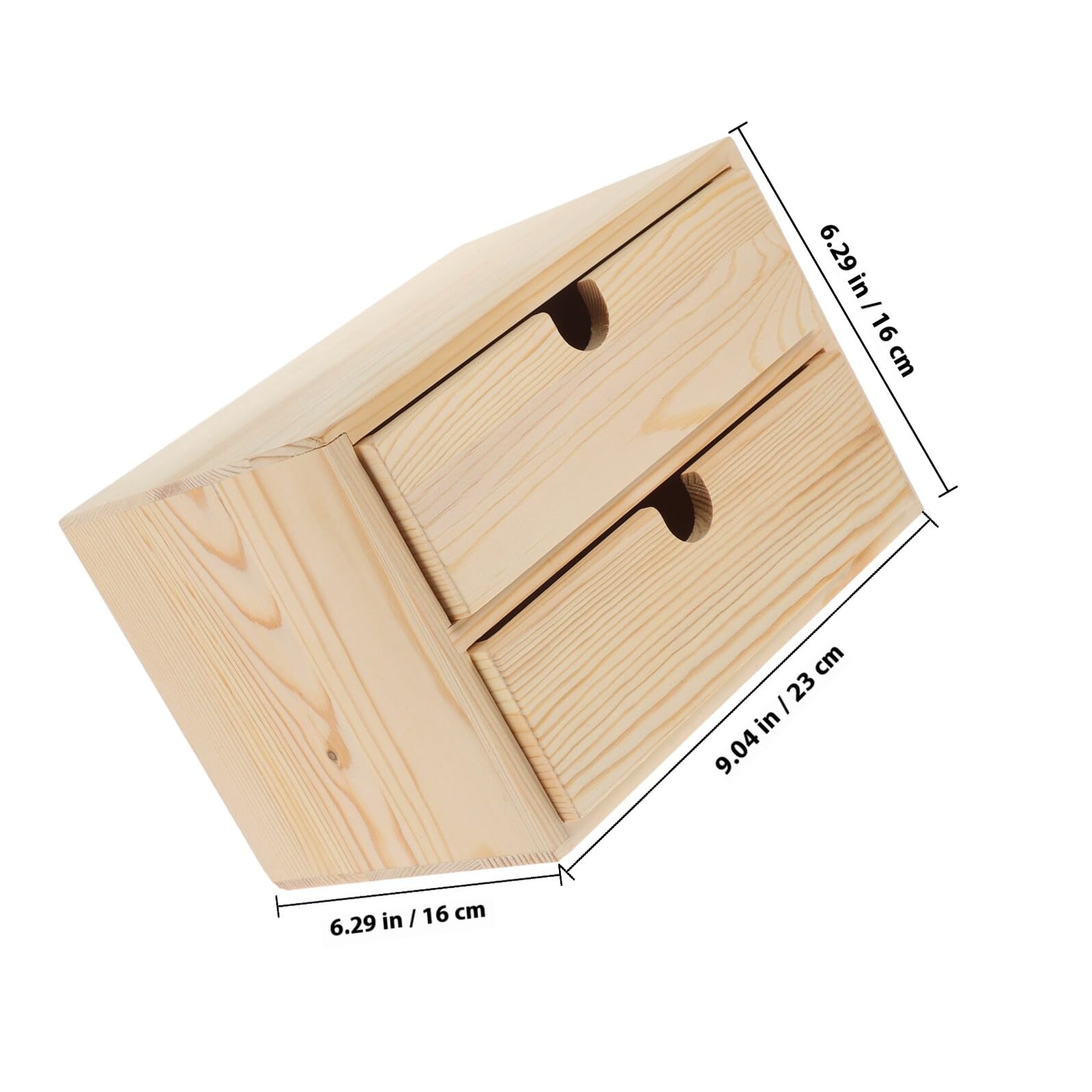 OUNONA Scatola Portaoggetti in Legno Naturale con 2 Cassetti, Organizer da Scrivania Multifunzione per Cosmetici e Cancelleria, Cassettiera Compatta per Uso Ufficio e Casa