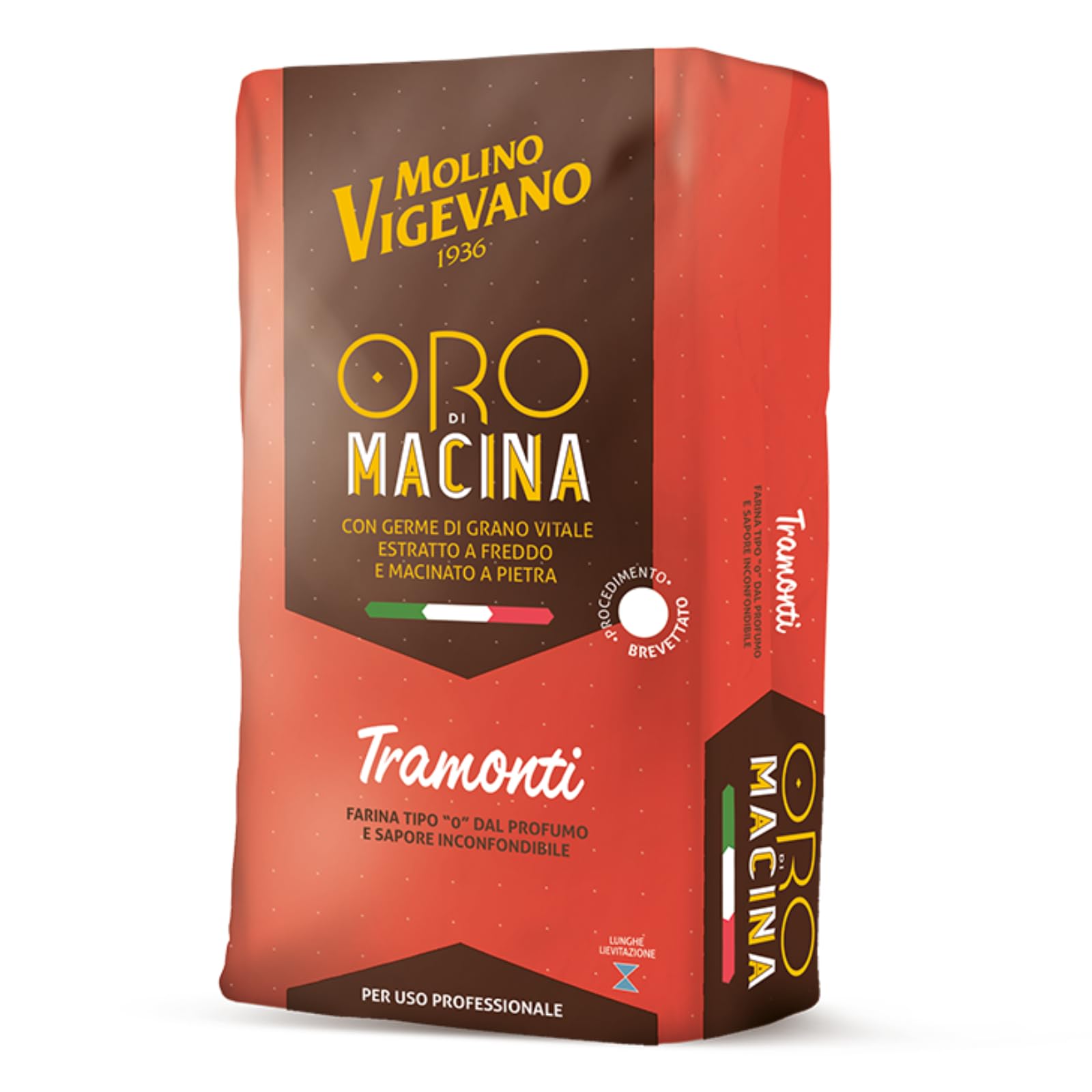 Molino Vigevano Tramonti Tipo 0 con Germe di Grano Vitale 10 kg - Farina Professionale per Pizza Napoletana, Pane e Focaccia - W350 ad Alta Forza
