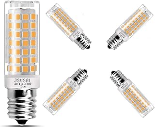 JSVSAL (4-Pack E17 LED Light Bulbs, AC 110-130V, Dimmable 5000K Daylight White, 6W 650 Lumen Corn Bulb for Microwave Oven Lights, Ceiling Fan Light,50-75W Halogen Bulb Equivalent