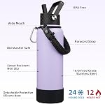 BJPKPK Bouteille d'eau isolée avec paille, 40oz Grand Thermo avec 3 Poignées de paracord & Boot non glissant, BPA Bouteilles d'eau en métal, tumbles, tasses, lavande, en acier inoxydable