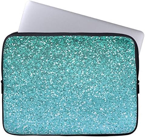 13" Laptop Sleep Case Cover Aqua Glitter Ombre Laptop Computer Sleeve