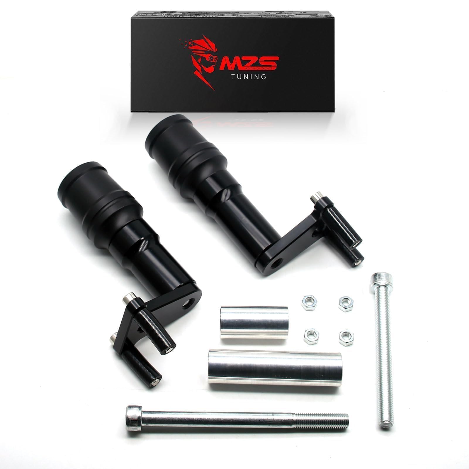 MZS Motorcycle Frame Sliders Compatible with Z400 EX400 EX 400 2018-2023 / EX500 EX 500 Z500 2024-2025, Falling Crash Protector Guards No Cut Kits Black