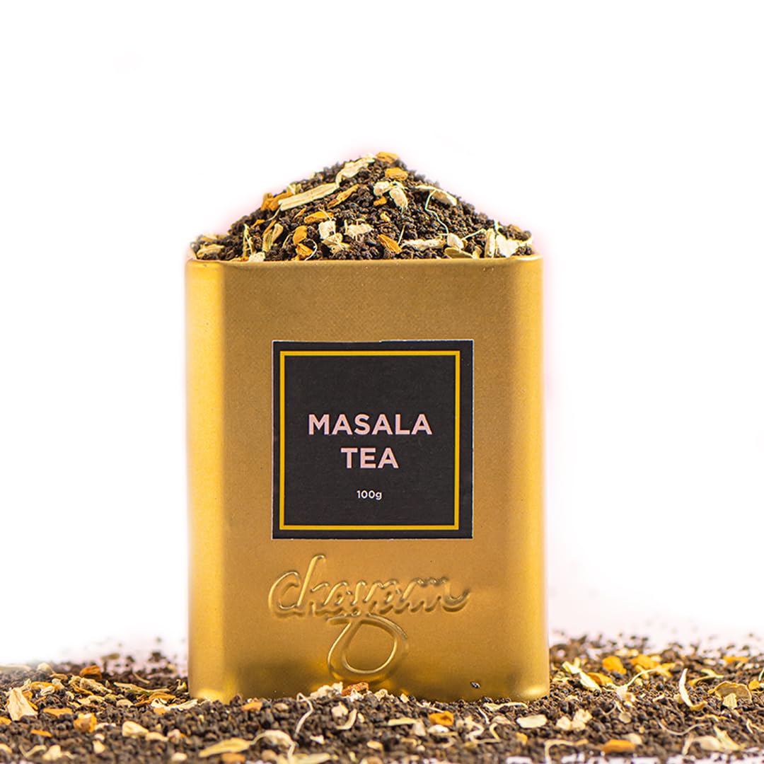 CHAYAM Indian Masala Chai Tea - 100g/3.53oz | Premium Tin Pack | Exotic Spiced Tea Blend With Ginger, Clove, Cinnamon & Cardamom | 50+ cups | 100% Natural Ingredients with No Sugar - Pack of 1