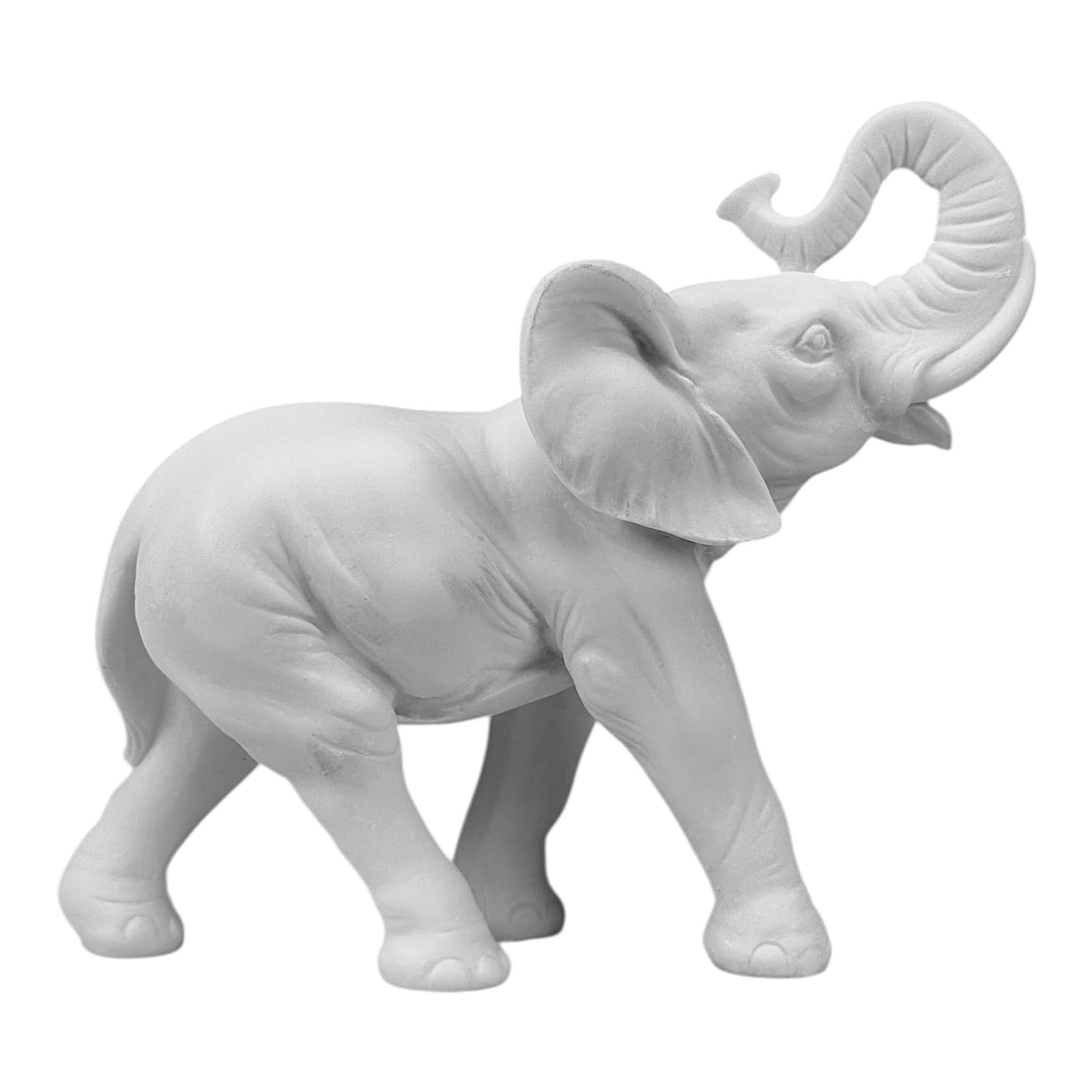Statue d'éléphant avec coffre – Symbole de richesse, de sagesse et de chance | Figurine en marbre moulé faite à la main | Décoration d'intérieur et ornement Feng Shui (18 cm)