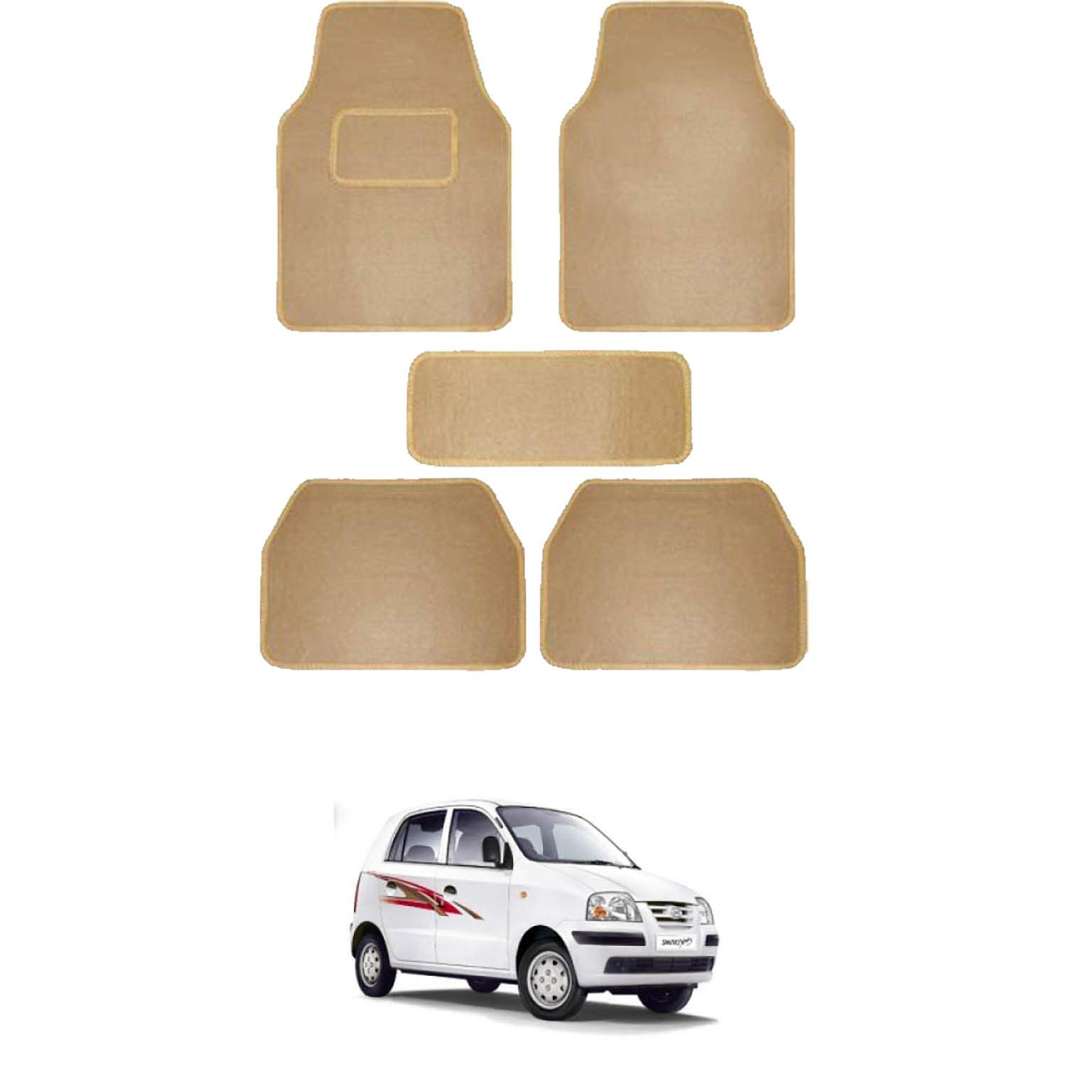 RONISH Fabric car Floor Foot mat for Santro Xing (Beige)