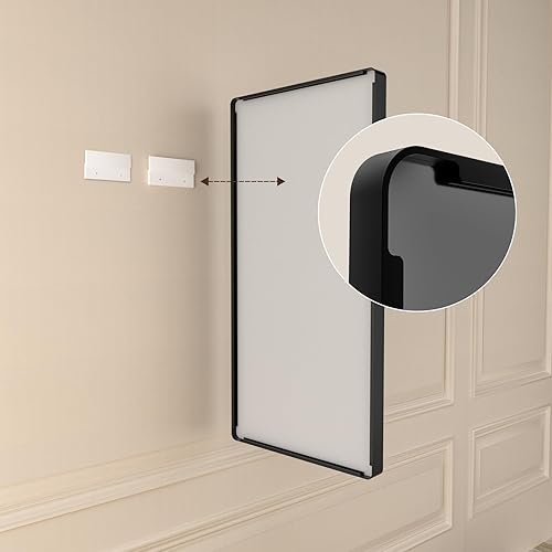 Miniatura 6 de Espejo negro de 40 x 36 pulgadas, espejo de tocador con marco de metal negro negro para pared, espejo rectangular negro mate de esquina redondeada,