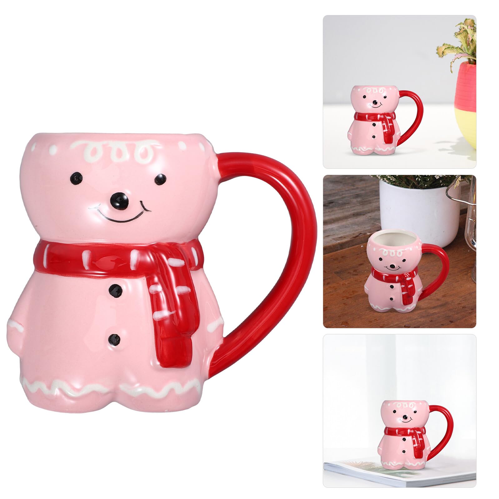 Housoutil Taza de Cerámica Navideña Forma de Hombre de Jengibre Taza para Café y Té para Decoración de Fiesta de Navidad Casa