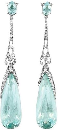 Bayetss - Pendientes largos colgantes de gota de agua con cristales de gota de agua para mujer joyería simple azul