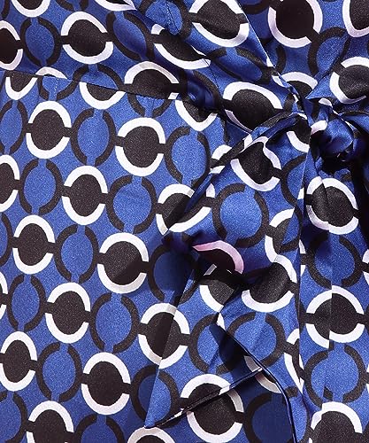 Image of POPWINGS Women Casual Blue & Black Dot Circle Print Satin Dress Dress | Stylish Dress | Trendy Dress