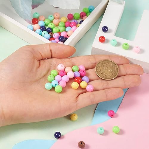 Miniatura 5 de FASHEWELRY 300 cuentas redondas acrílicas de color caramelo, cuentas de poni de 0.315 pulgadas (0.315 in), lindas cuentas de chicle a granel para