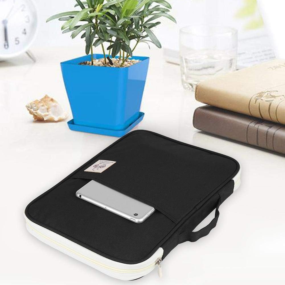 Ausla A4 Documents Bag Portfolio Organizer Holder Multifunctional Travel Pouch Handy Zippered Case for Notebook Documents and Pens Large Capacity Waterproof 13.8 * 9.8 * 1.4in (Black) - Image 3