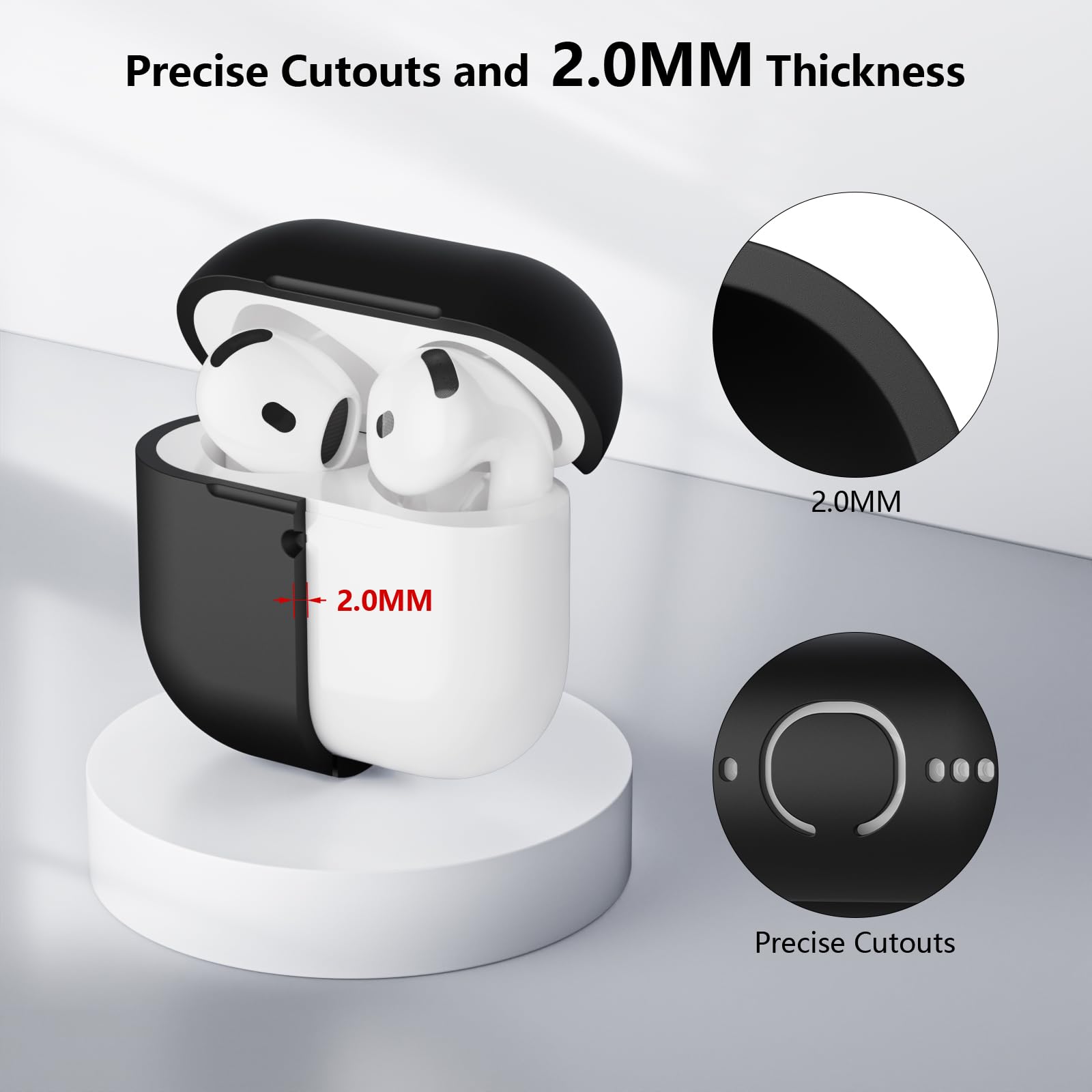 Coque Étui Protecteur Compatible avec AirPods 4 2024, LED Avant Peut être Visible, Housse en Silicone Anti-Choc Etui de Protection pour Airpods 4ᵉ Génération avec Kit de Nettoyage, Noir - 5