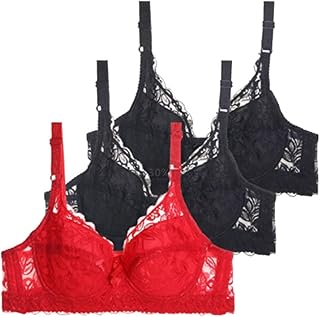Paquete de 3 brasieres de encaje para mujer, sujetadores de uso diario, talla grande, tirantes ajustables, soporte ultrafino, ropa interior suave, transpirable, cobertura completa, brasier push up con