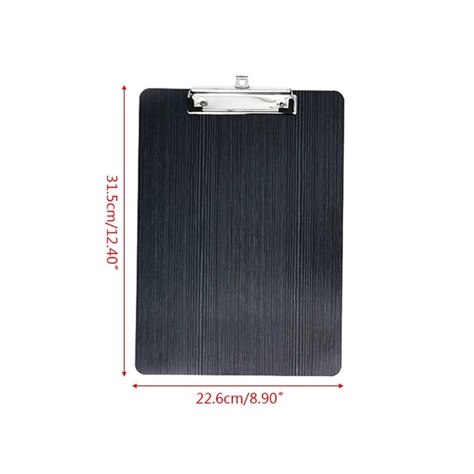 Basics, portablocco in legno rigido, per fogli A4, con clip a basso profilo, per ufficio, classe, casa, viaggi, cartelle in plastica (nero)