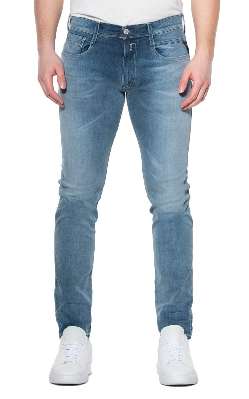 Replay Men's Jeans Anbass Slim-Fit Hyperflex Bio with Stretch, Blue (Medium Blue 009), 33W / 34L