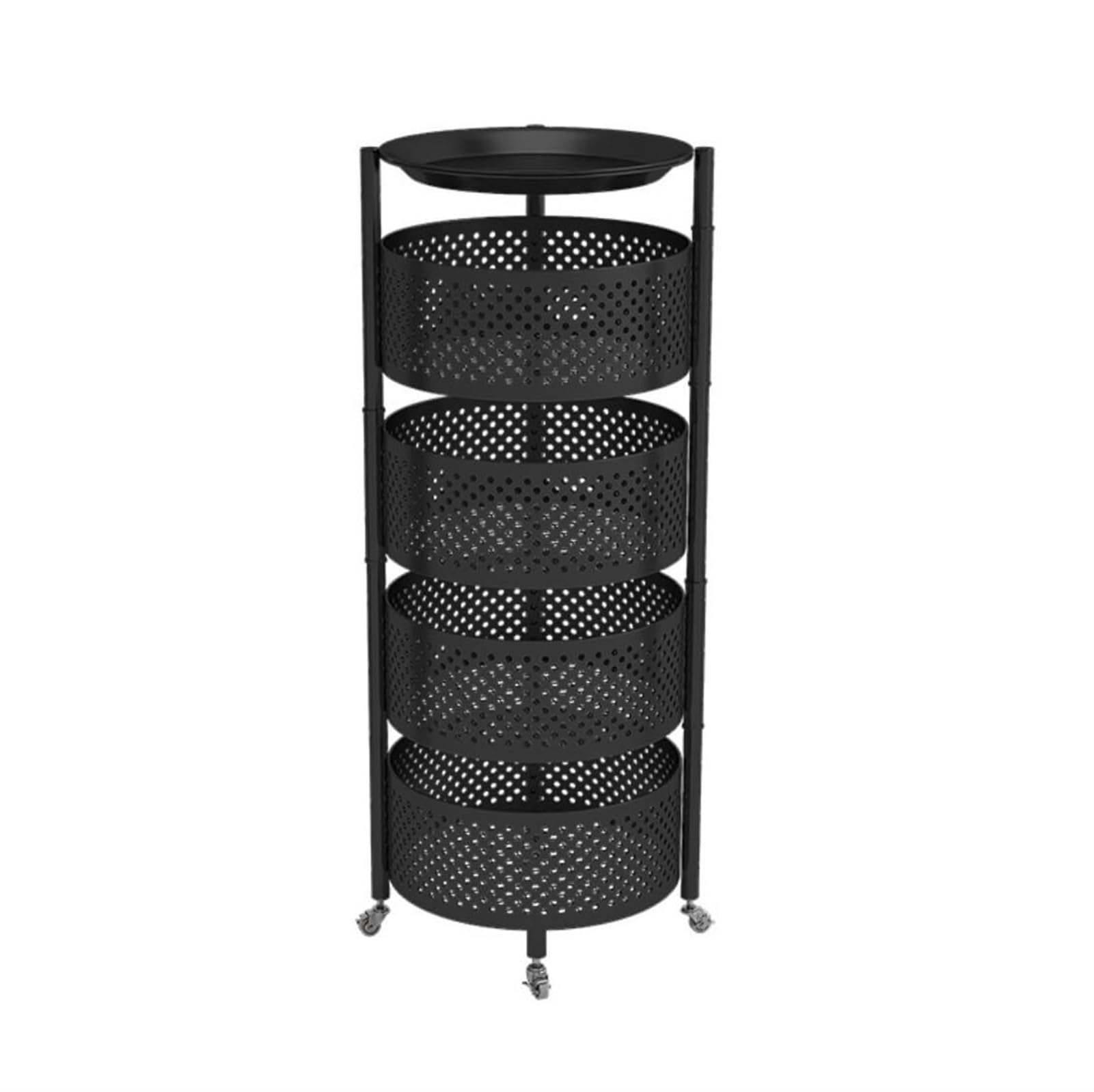 Rolling Kitchen Sto Cart - Carrello in metallo con ruote, design rotondo rotante, perfetto per vetables e frutta, multifunzione, per casa e cucina