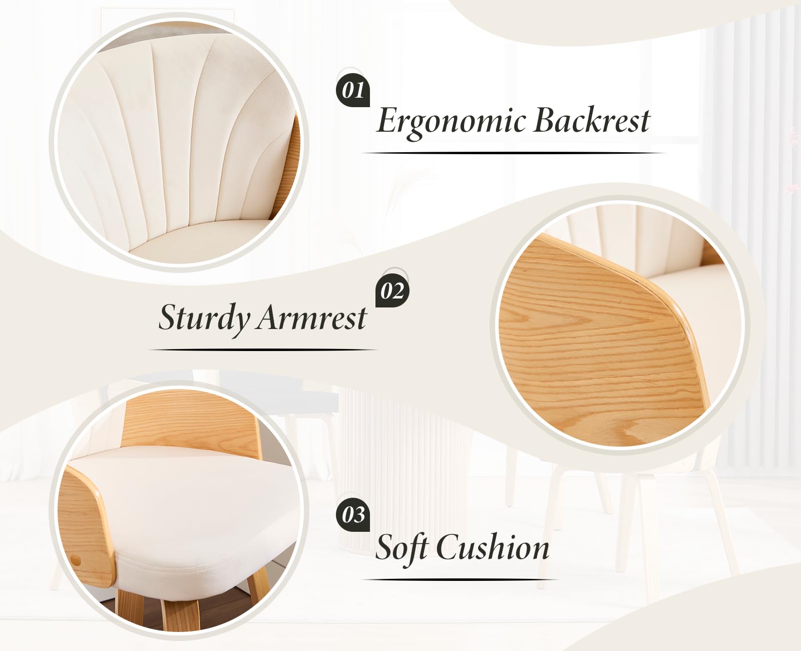 chairus 2PCS Taburetes de Bar de Madera Giratorias, Beige