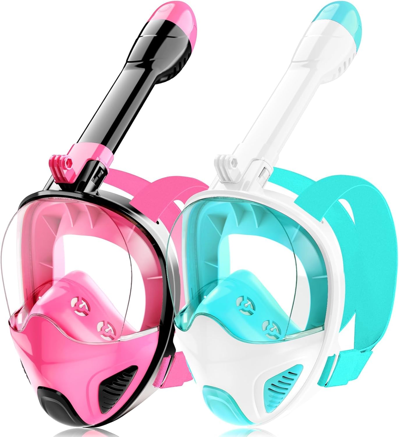 Maschera integrale da snorkeling per adulti e adolescenti, attrezzatura subacquea con supporto rimovibile per fotocamera, vista panoramica a 180°, set con boccaglio anti-appannamento e anti-perdite