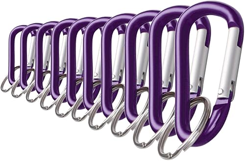 Miniatura 7 de Lucky Line - Mosquetón pequeño de aluminio de 2-3/8 pulgadas, llavero de eslabones en forma de C, llavero niquelado, peso ligero y duradero