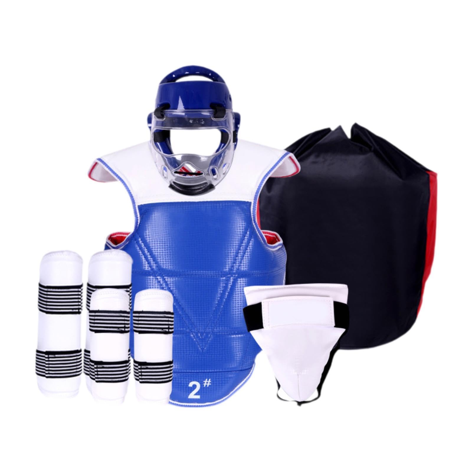 Conjunto Completo de Equipo de Protección para Sparring de Kárate: Casco para Artes Marciales, Protector de Pecho con Ventilación Ajustable.