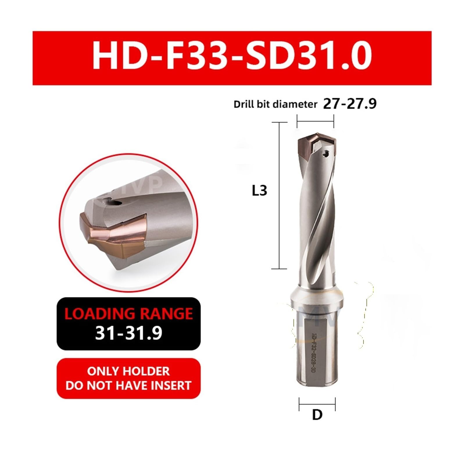 1 szt. 3D/5D/7D/10D wewnętrzne chłodzenie węglika Bit niestandardowa średnica 30-32.0mm HD wiertło koronowe Twist szybka prędkość przetwarzania(HD F33 SD31.0,7D)