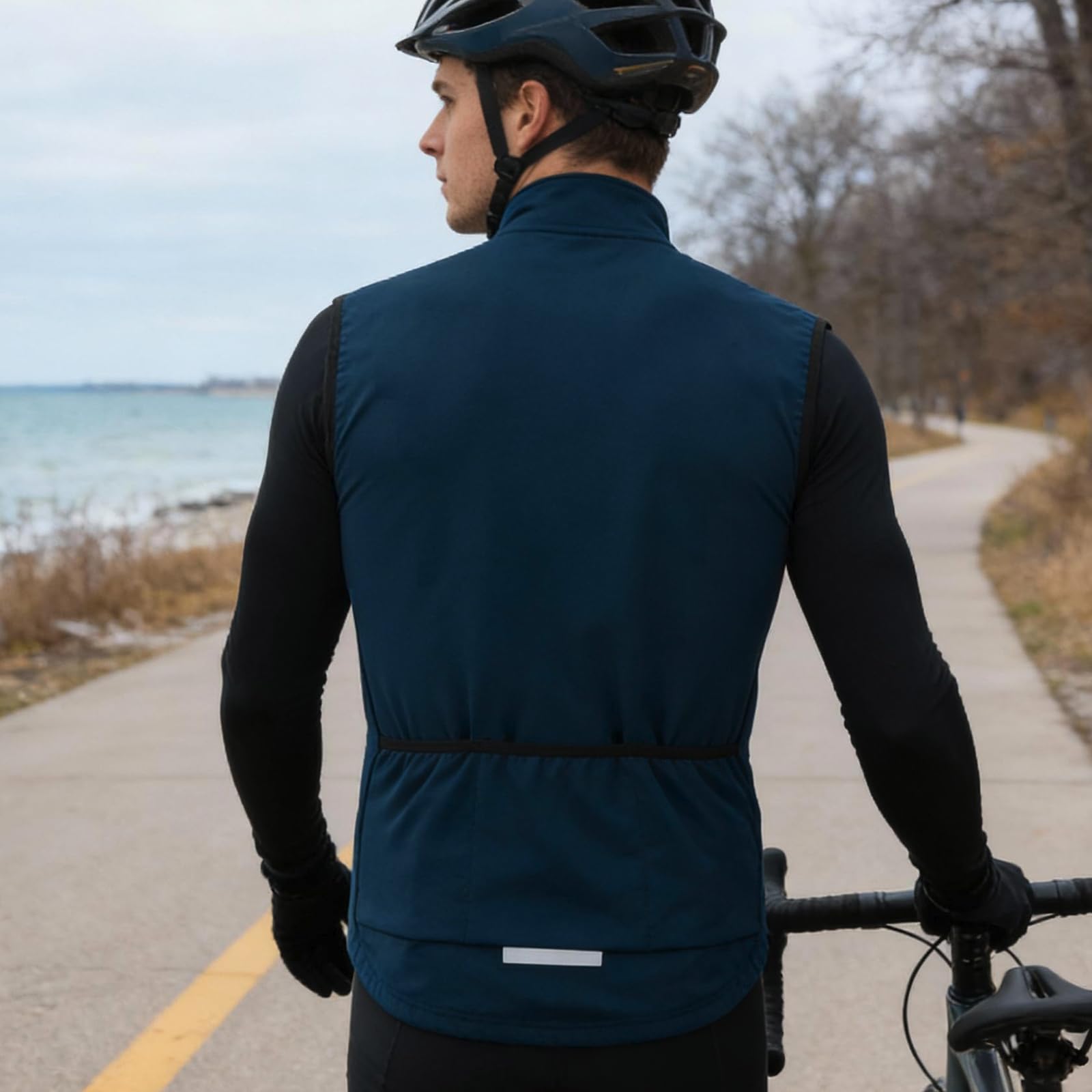 WOSAWE Chaleco de forro polar para hombre, sin mangas, para ciclismo, reflectante, cortavientos