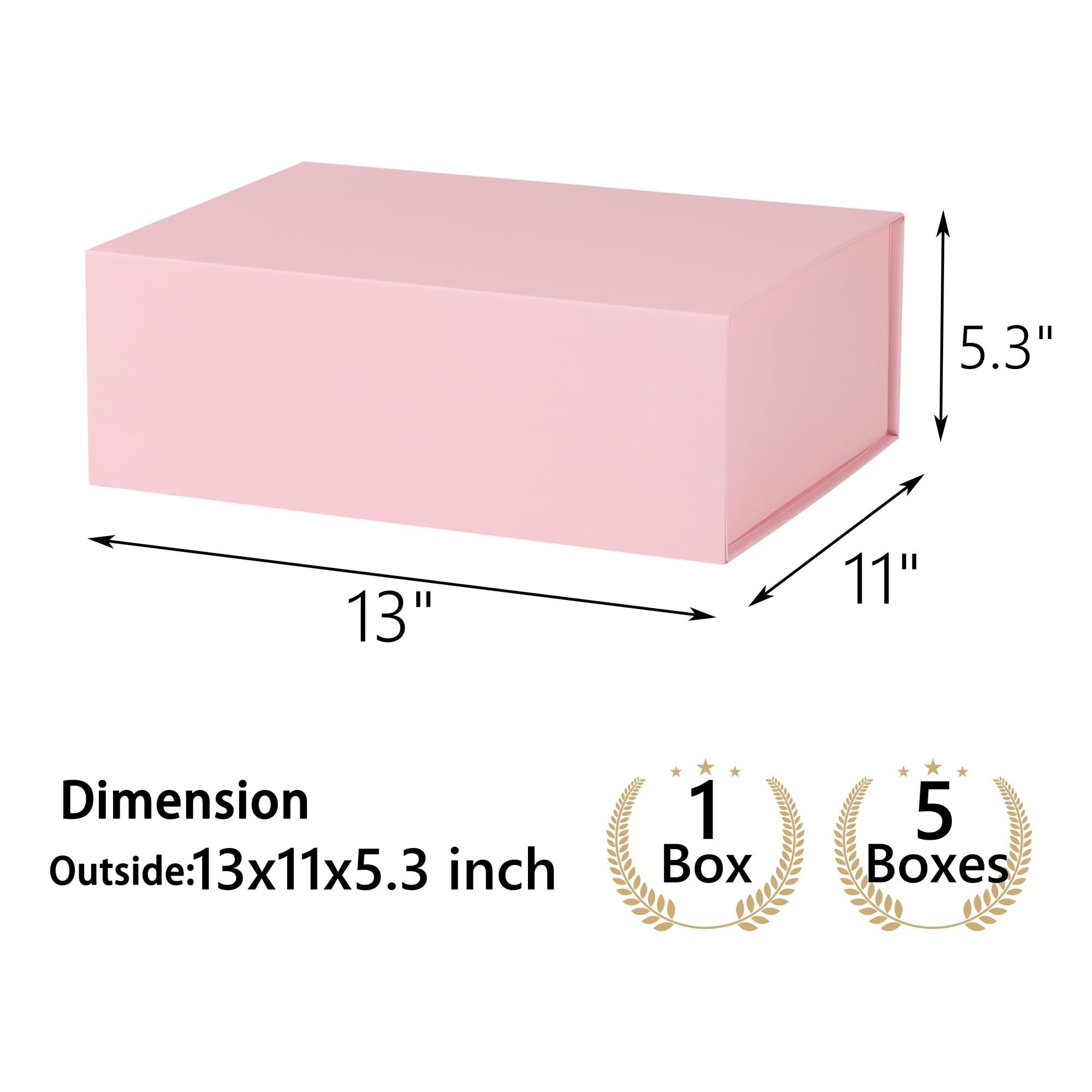 Pinke Geschenkbox, 33 x 28 x 13 x 13 cm, große Geschenkboxen mit Deckel für Geschenke, inklusive Band und bedruckbarem Aufkleberpapier, Brautjungfernantragsbox, magnetische Geschenkbox für